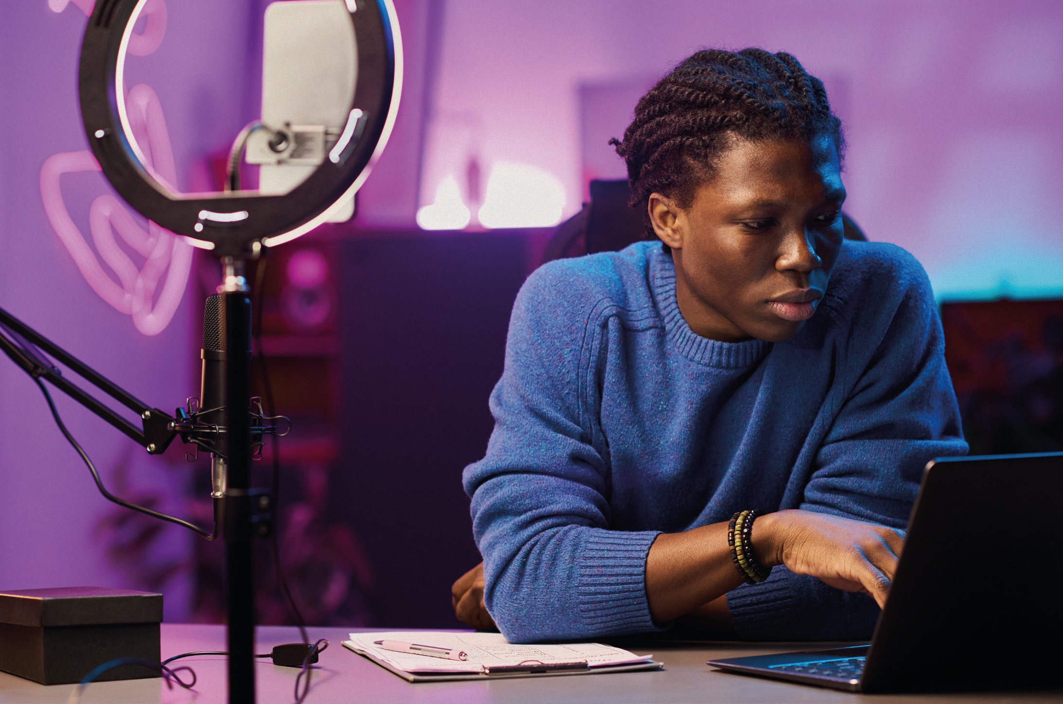 Audio artist in a recording studio