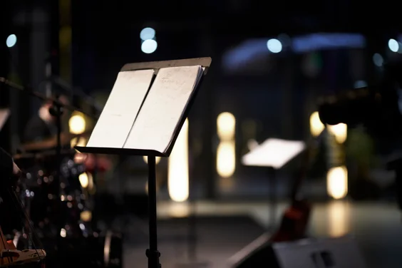 A music stand for a singer. 