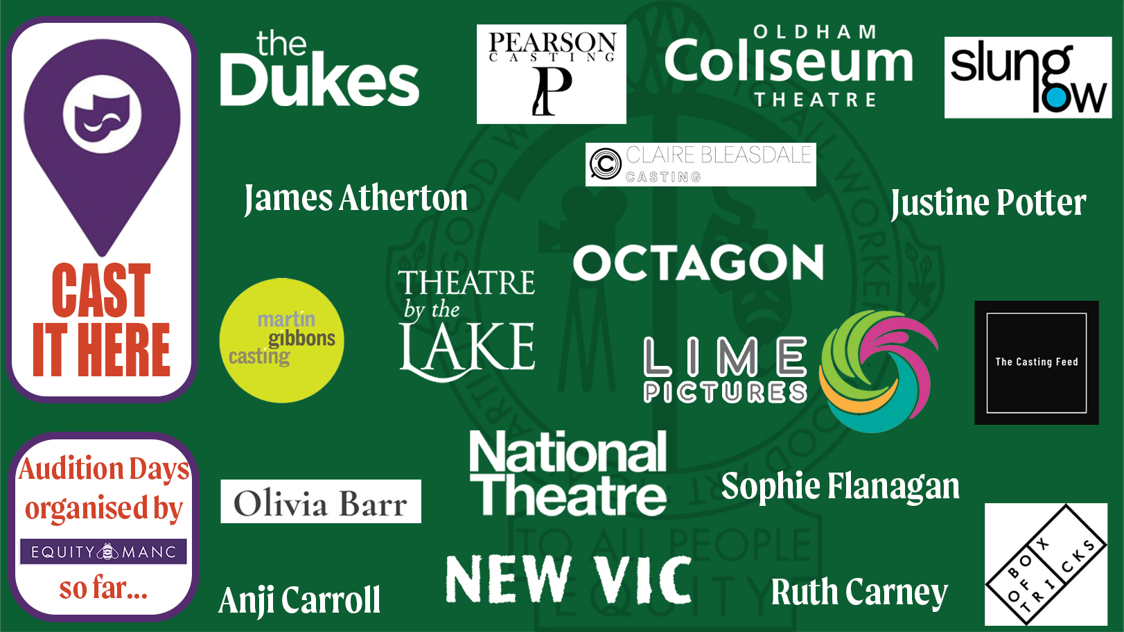 All the logos of the venues/practitioners who we've partnered with to put on Audition Days